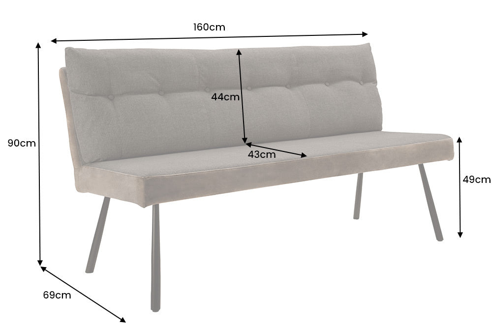 Banquette moderne BIG GEORGE 160cm taupe tissu plat ressorts ensachés noir