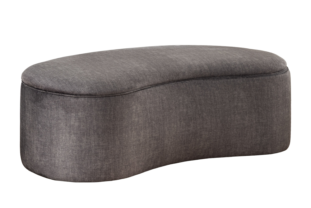 Banquette rembourrée extravagante ELEMENTAL 120cm gris graphite velours rangement forme organique
