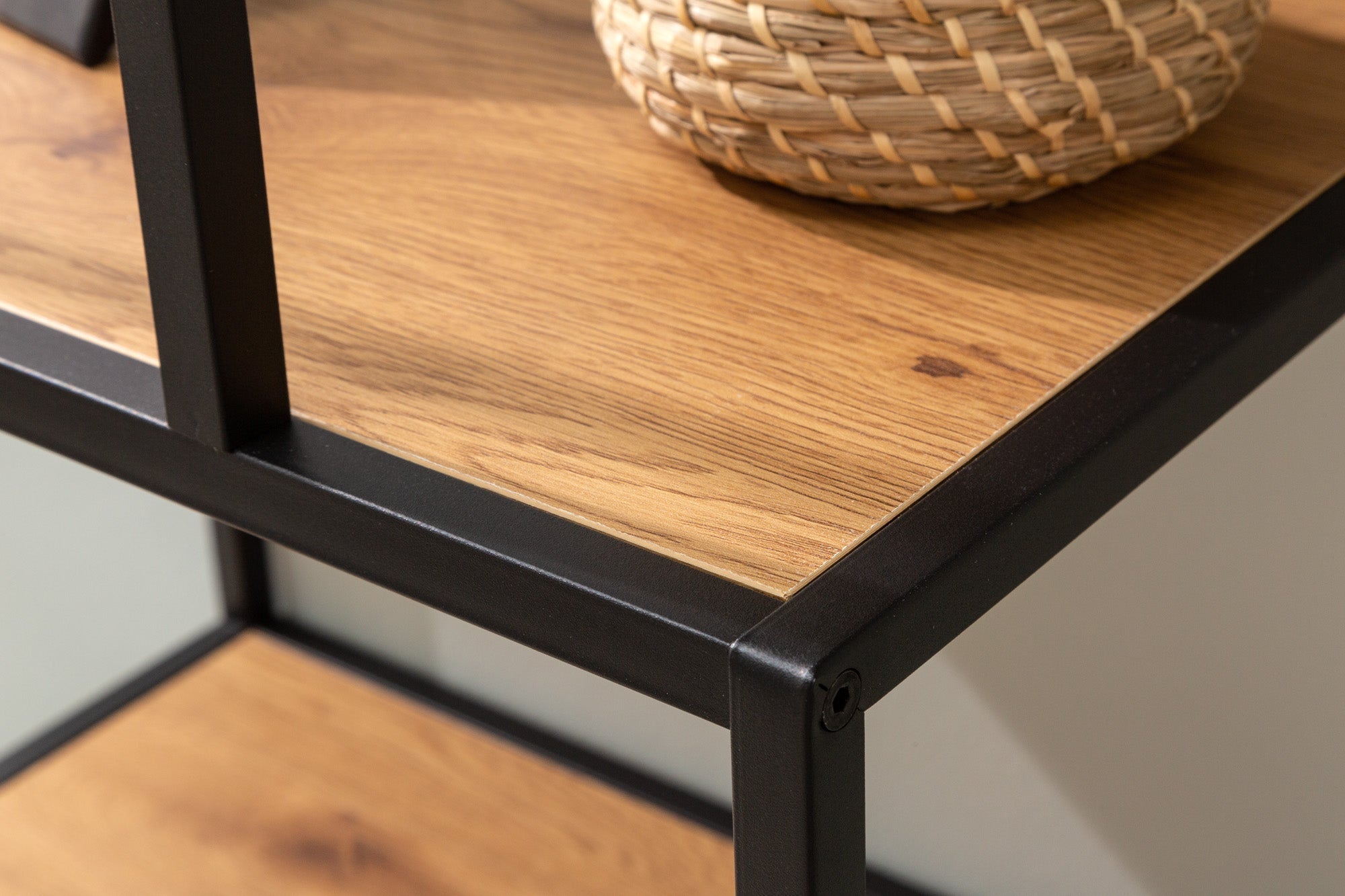 Bibliothèque industrielle SLIM LINE 185cm chêne sauvage noir six étagères