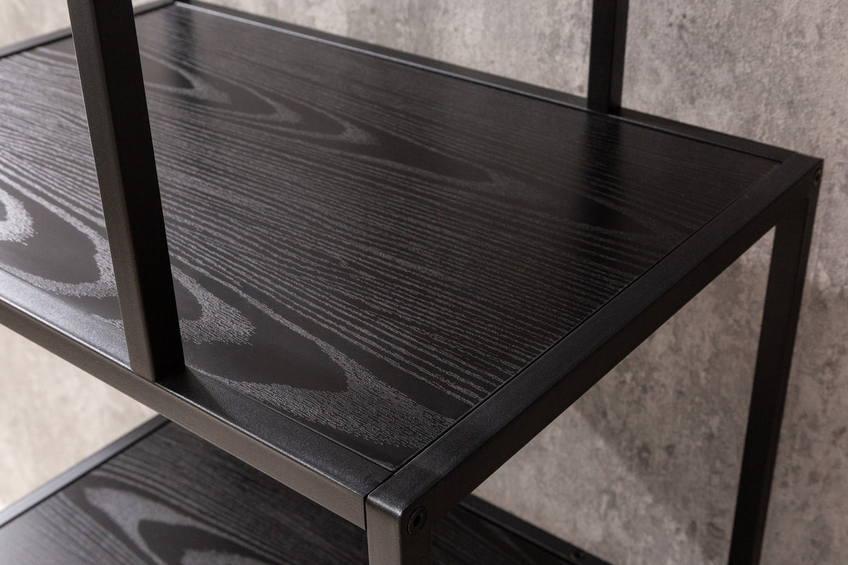 Bibliothèque industrielle SLIM LINE 185cm frêne noir six étagères