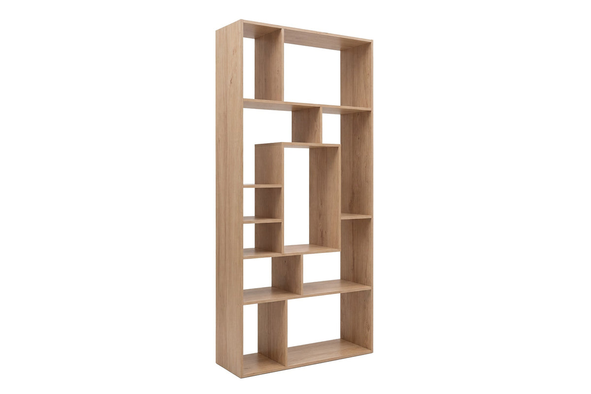 Bibliothèque massive CUBUS 180cm en manguier naturel finition crème onze compartiments