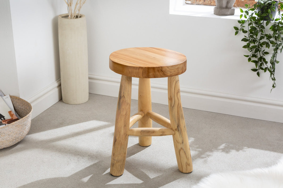 bois massif tabouret BALI 45cm naturel rond bois de teck table d'appoint tabouret d'assise table de nuit