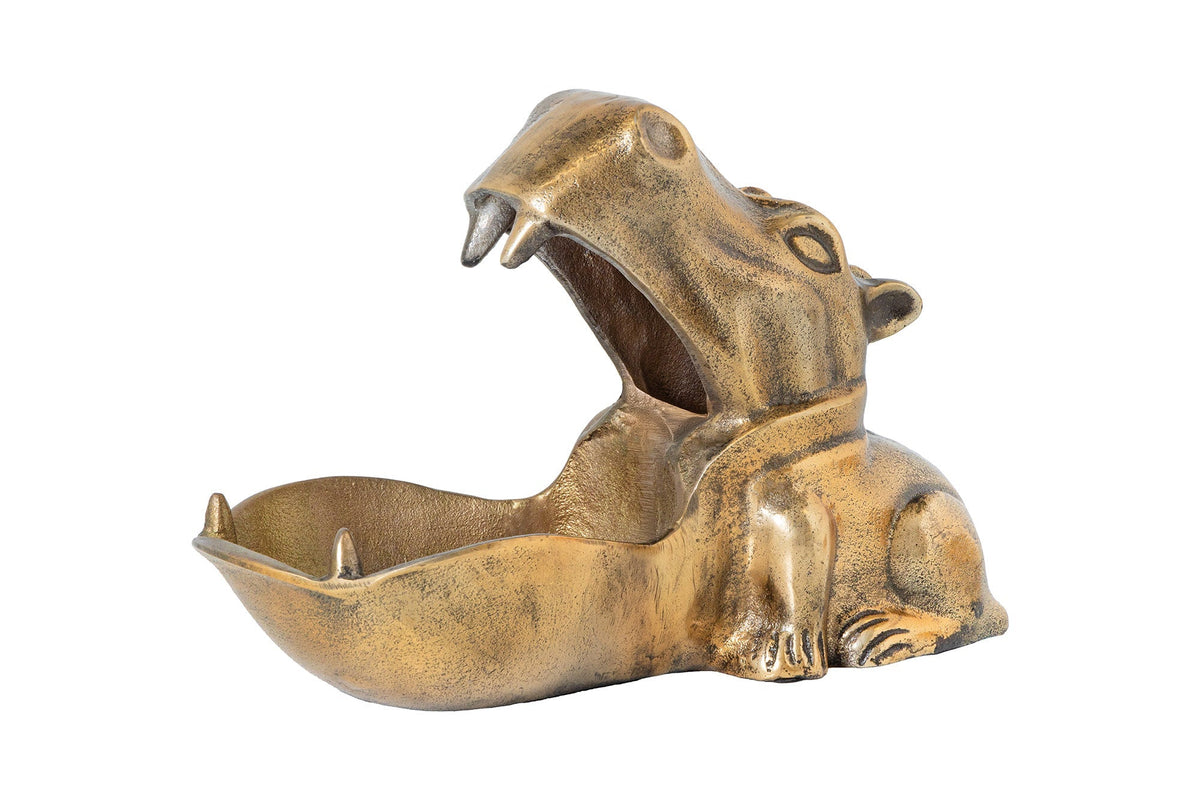 Bol décoratif artisanal HIPPO 30cm laiton métal doré aluminium