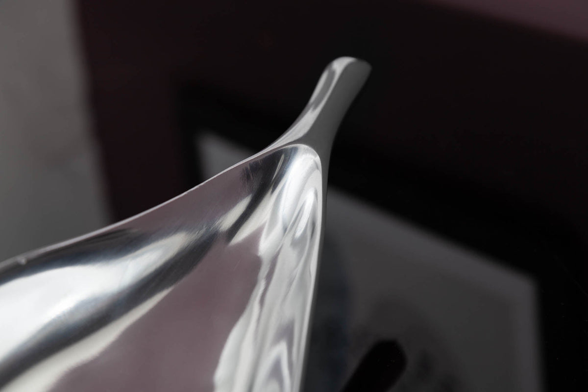 Bol décoratif artisanal SILVER LEAF 60cm aluminium argenté
