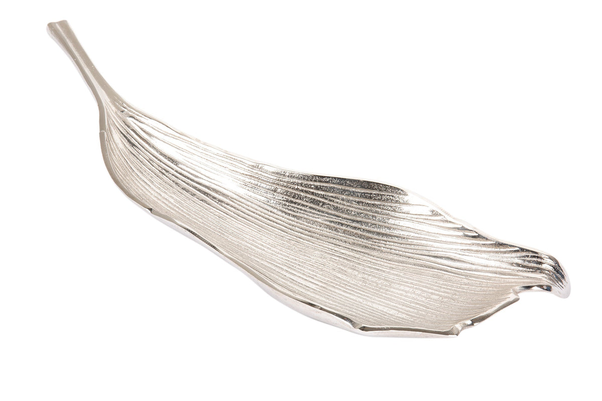 Bol décoratif fait main ABSTRACT LEAF 65cm aluminium argenté