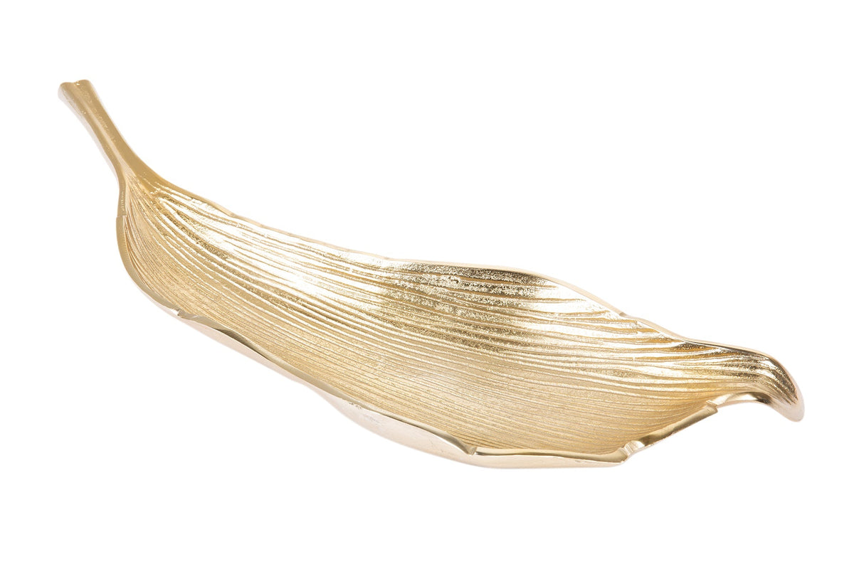 Bol décoratif fait main ABSTRACT LEAF 65cm aluminium doré