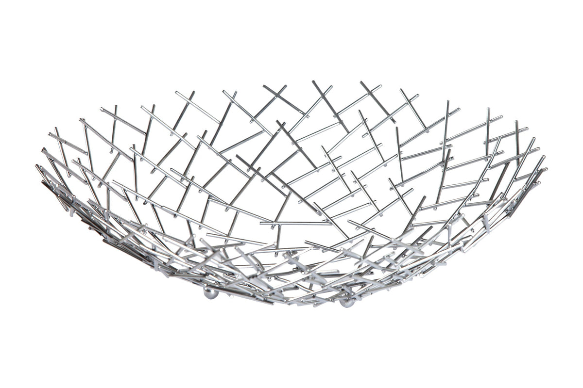 Bol design STRUCTURE 45cm métal thermolaqué argent