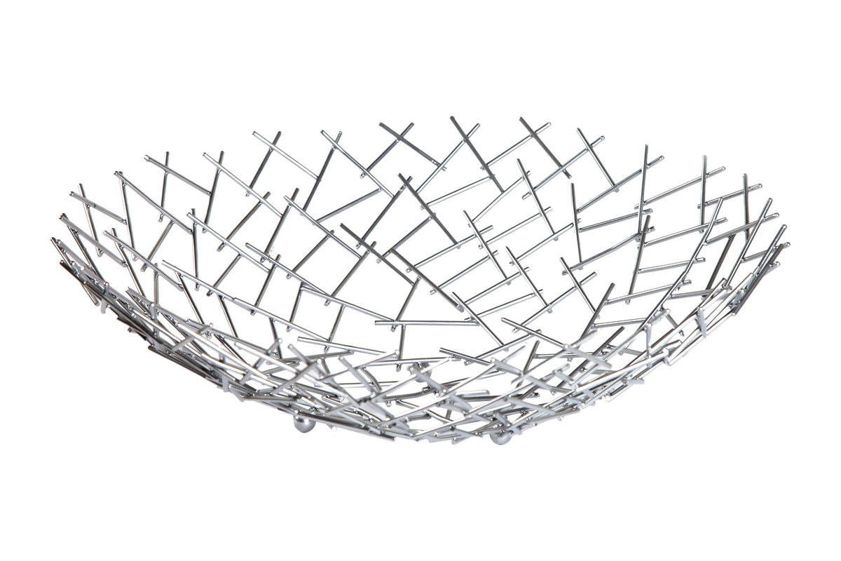 Bol design STRUCTURE 45cm métal thermolaqué argent