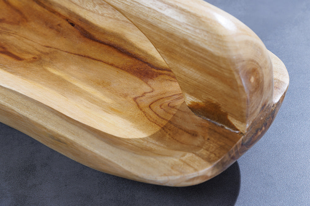 Bol en bois massif BALI 60cm teck avec manche en grain naturel