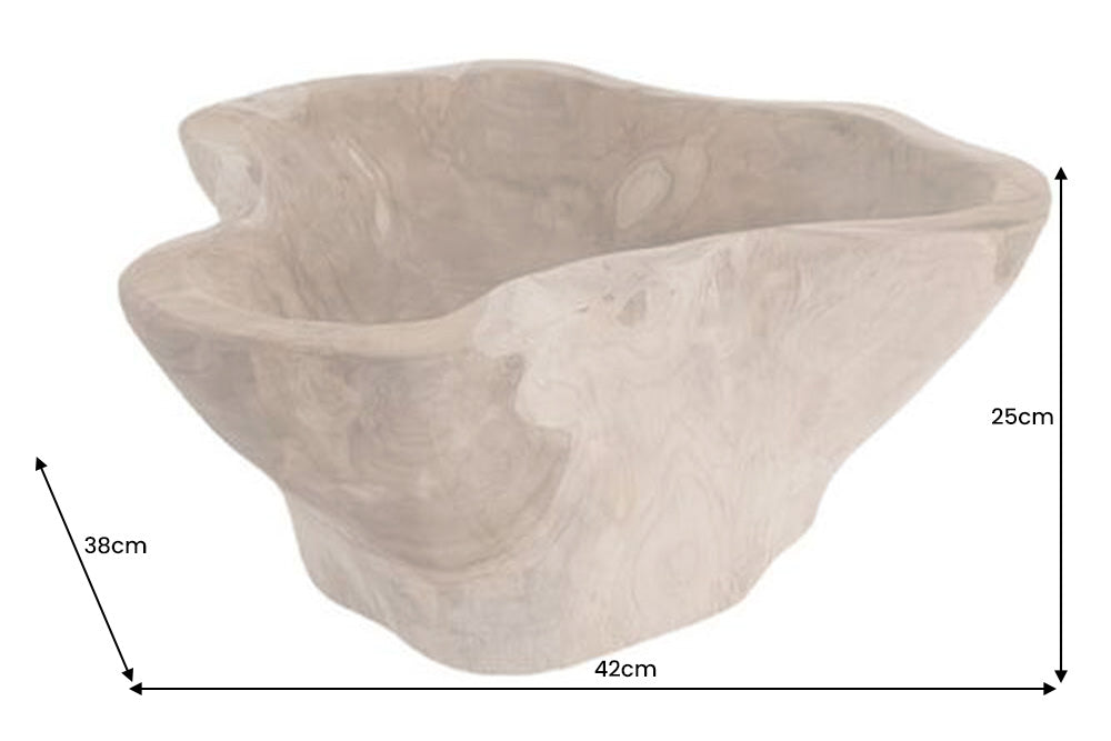Bol unique FLOWERS 45cm en teck naturel en bois de racine