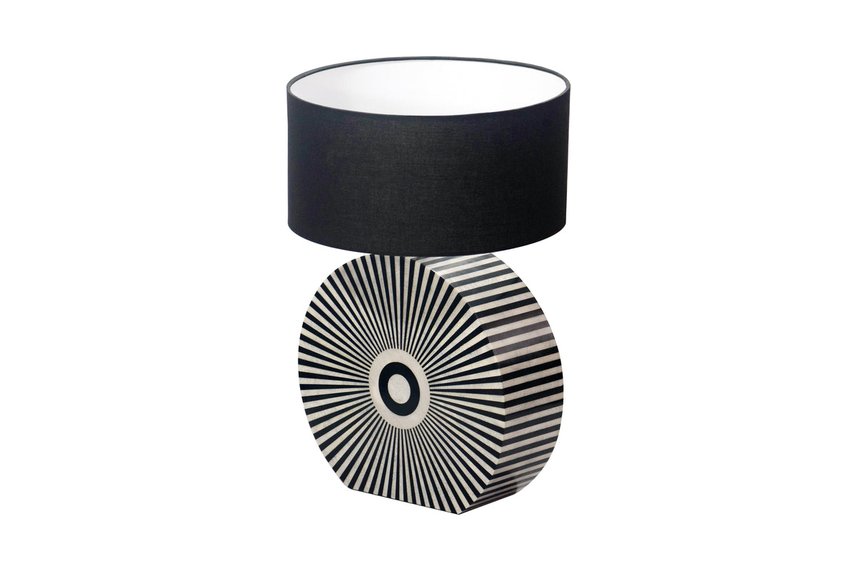 Bone Inlay Tischlampe HARMONY NATURE 65cm schwarz weiß Intarsien Kunsthandwerk