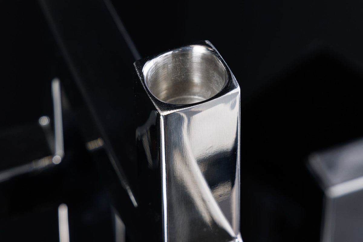 Bougeoir élégant ABSTRAIT 50cm argent pour cinq bougies fait main