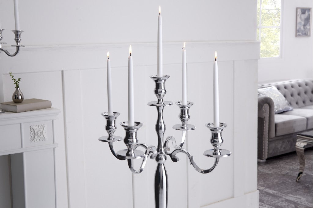 Bougeoir MODERNE BAROQUE 120cm argent lustre à 5 bras bougeoir en aluminium poli