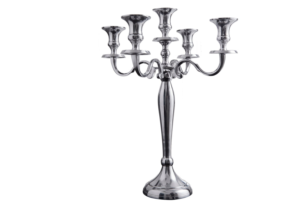 Bougeoir MODERNE BAROQUE 40cm argenté lustre à 5 bras bougeoir en aluminium poli