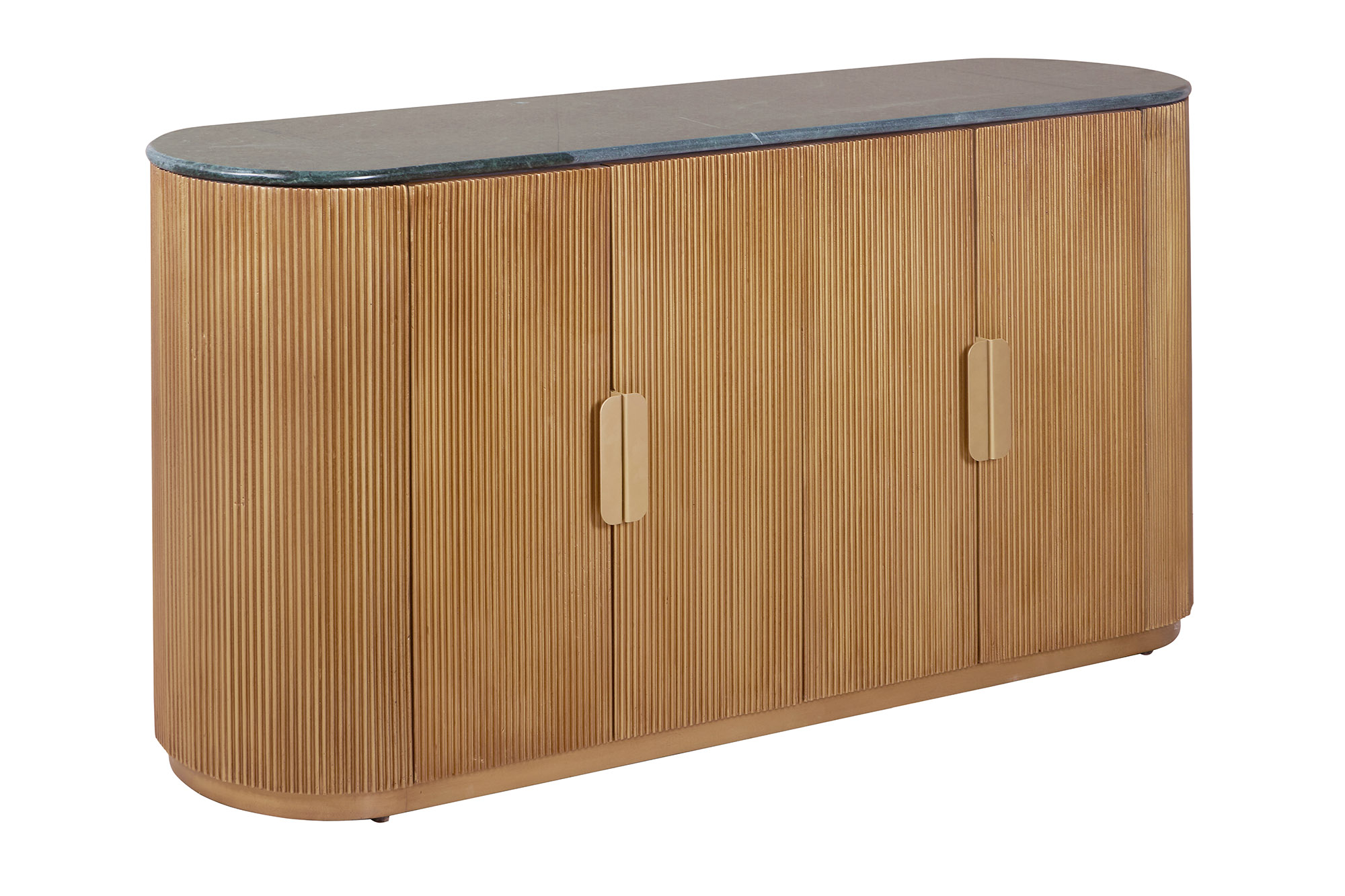 Buffet design VENEZIANO 170cm laiton bois de manguier marbre vert or