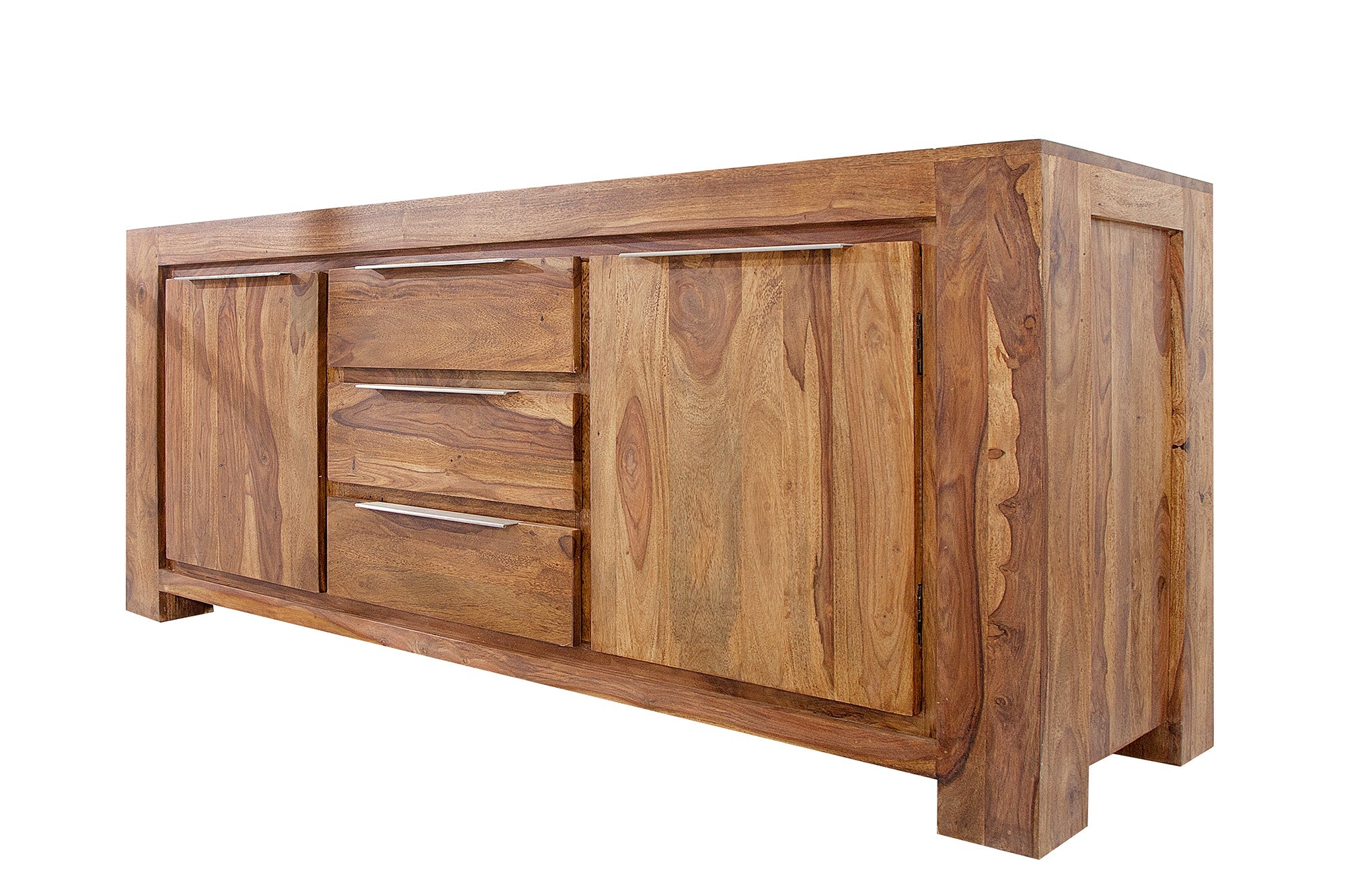 Buffet en bois massif MAKASSAR 175cm marron finition pierre Sheesham commode avec tiroirs