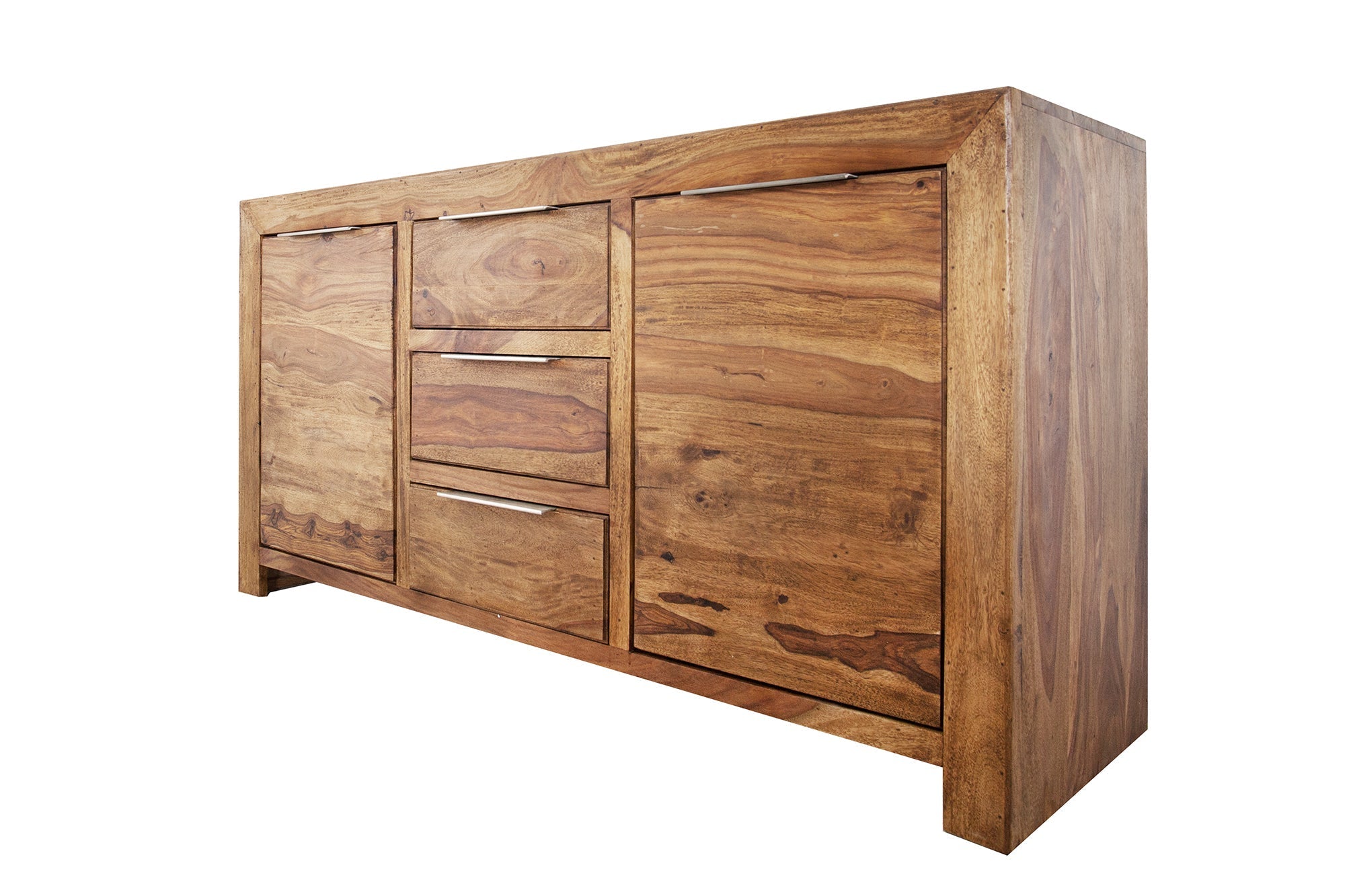 Buffet en bois massif PURE 135cm commode finition pierre de Sheesham marron