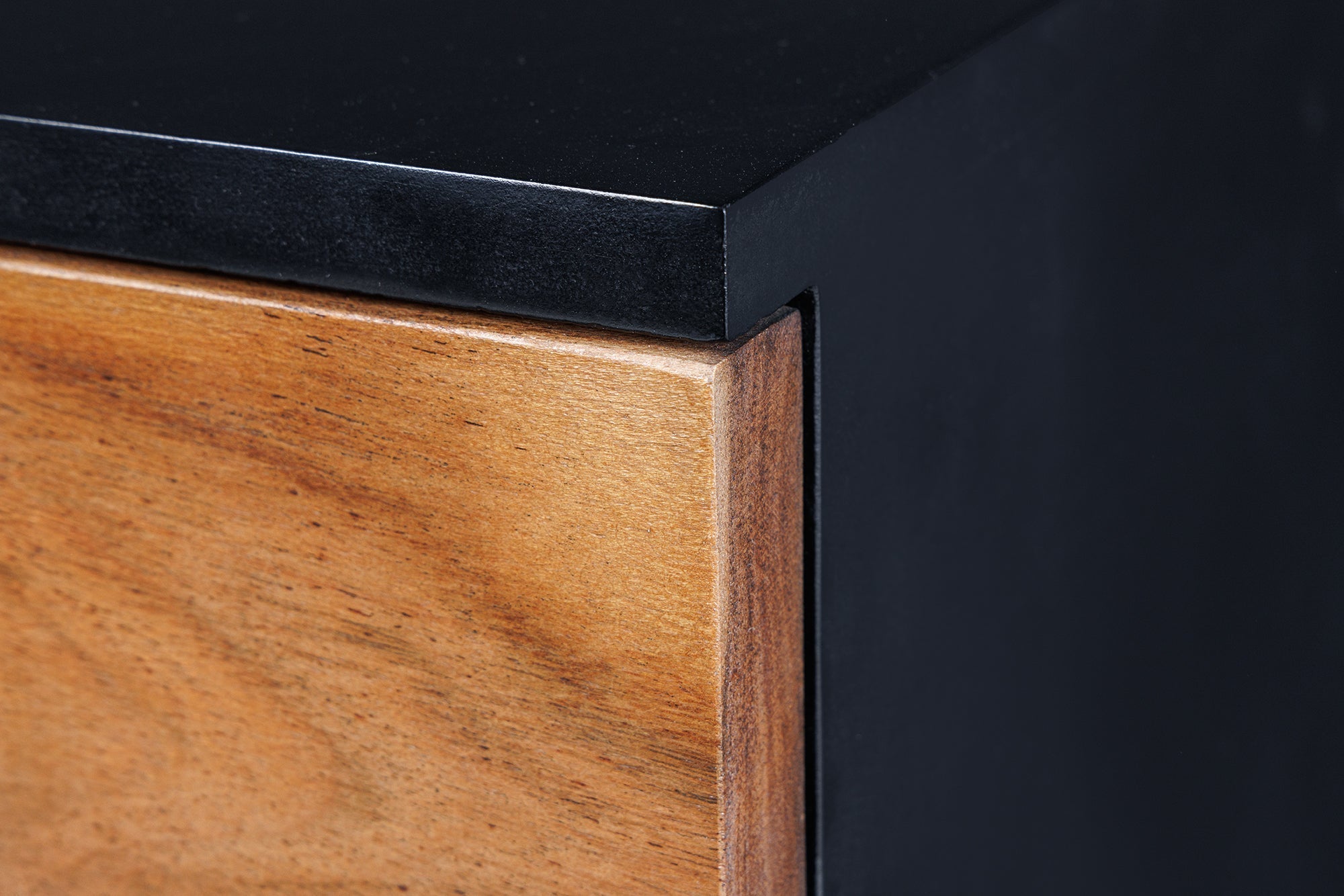 Buffet haut en bois massif GRAND ACACIA 120cm acacia marron avec éclairage LED bord d’arbre