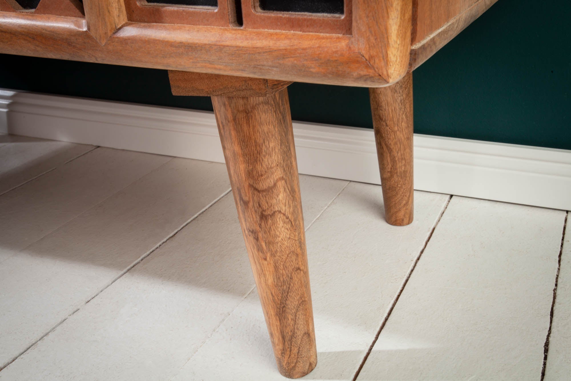 Buffet haut massif MARRAKESCH 120cm en manguier avec décoration style bohème