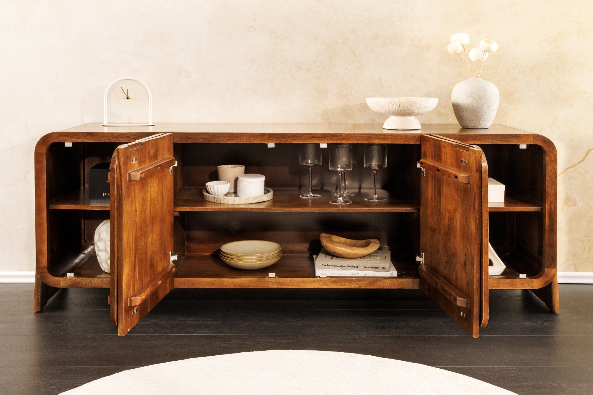 Buffet massif BRASIL 175cm en manguier marron six compartiments