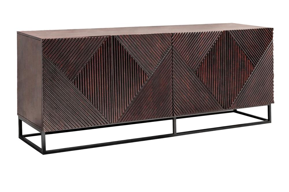 Buffet massif CREATIVO 180cm en bois de manguier élaboré façade 3D design rétro