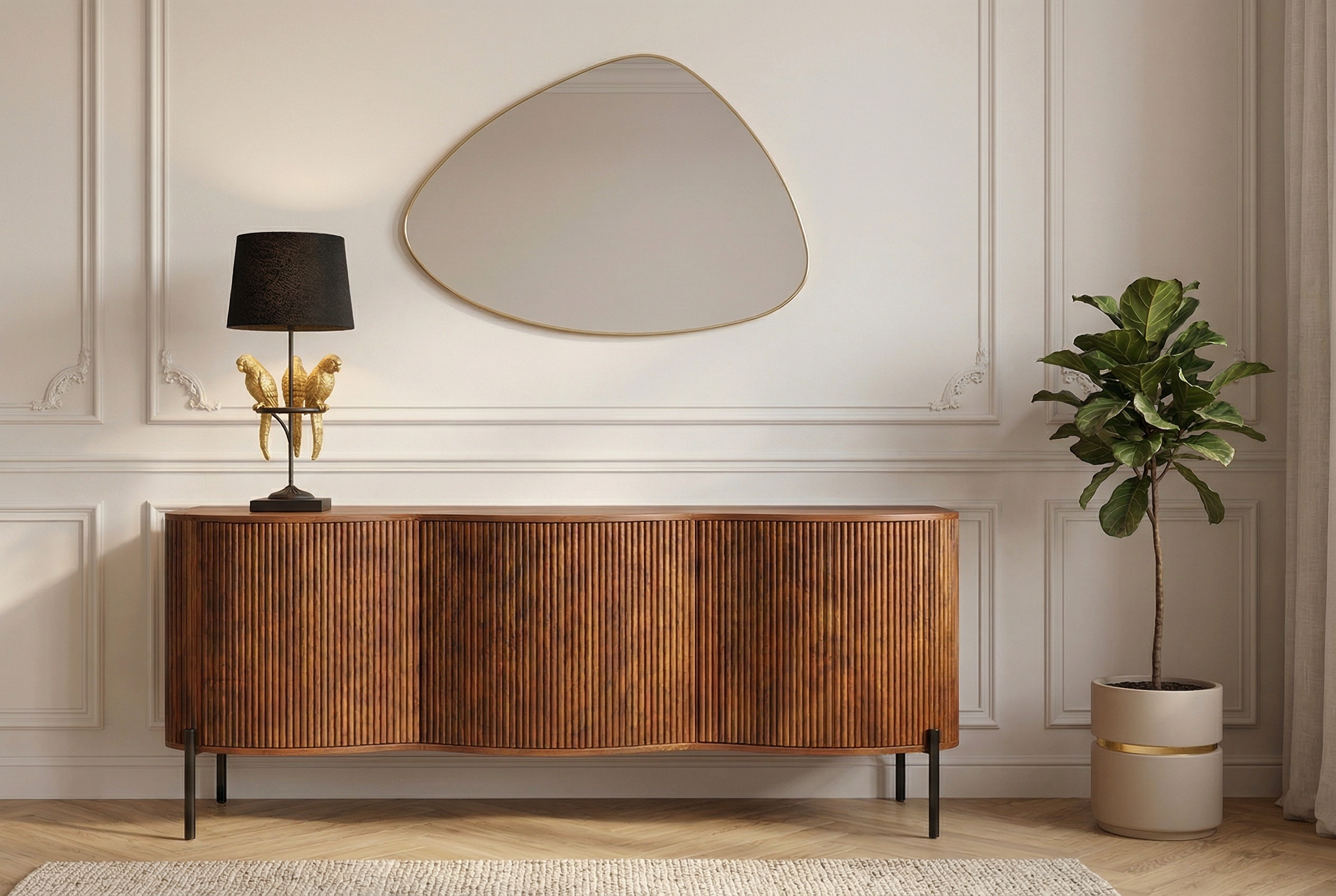 Buffet massif GRANDEUR 180cm manguier marron métal noir