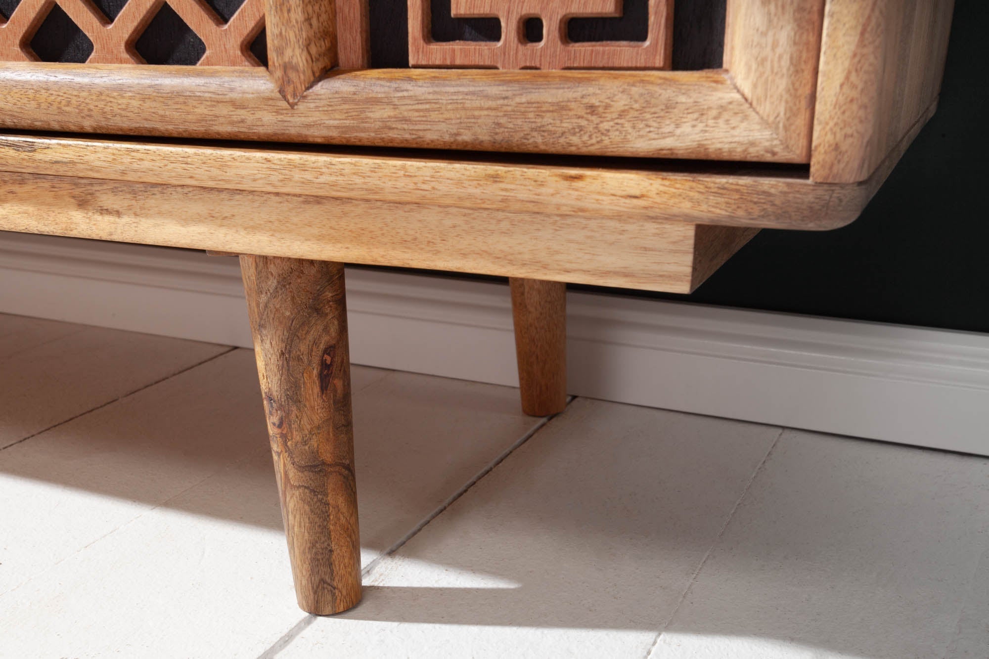 Buffet massif MARRAKESCH 160cm en manguier avec décoration style bohème