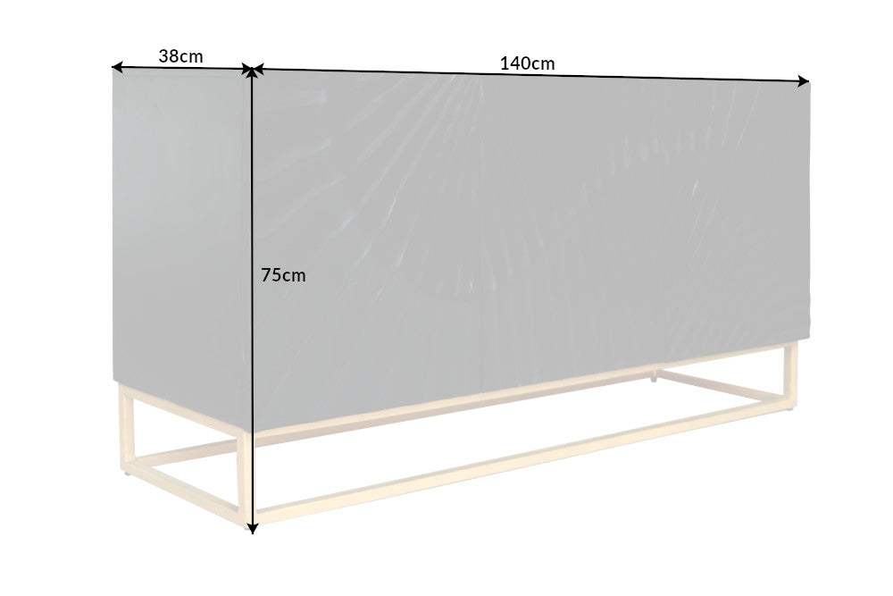 Buffet massif SCORPION 140cm en bois de manguier noir avec sculptures 3D élaborées