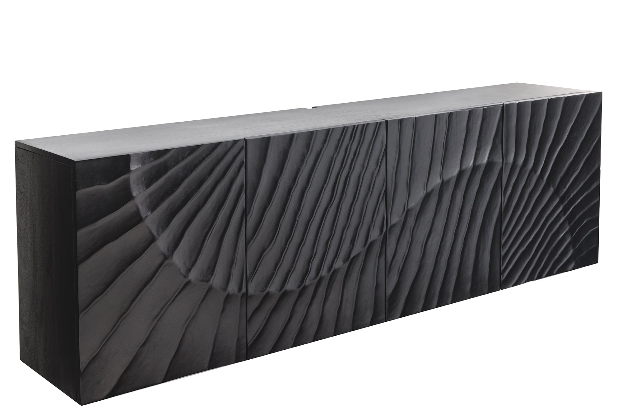 Buffet massif SCORPION 180cm noir suspendu en manguier design 3D