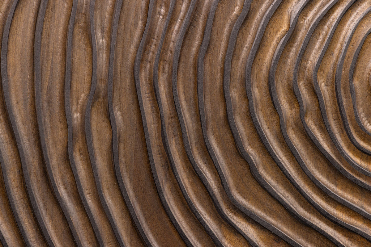 Buffet massif ZEN CIRCLES 160cm bois de manguier marron foncé design 3D