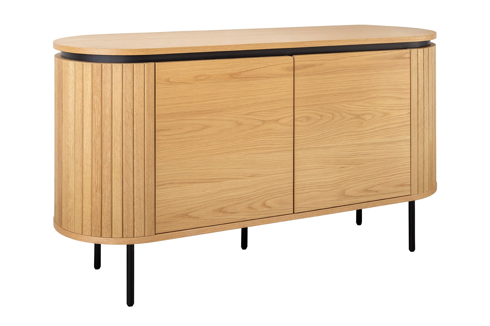 Buffet moderne ATELIER 120cm chêne naturel métal noir quatre compartiments