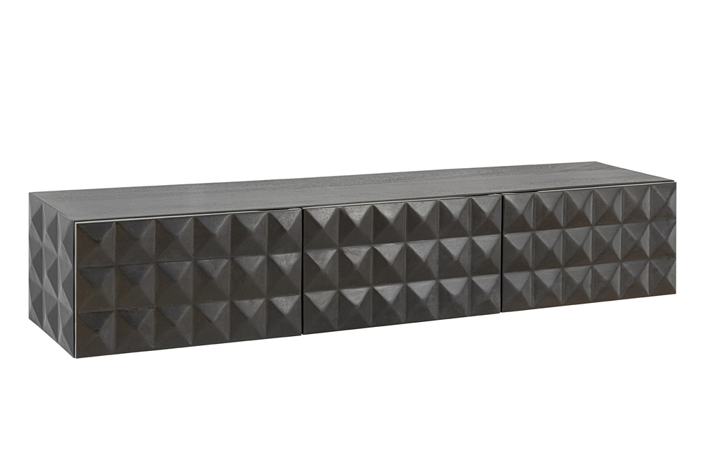 Buffet TV suspendu VULCANO 160cm bois de manguier massif noir