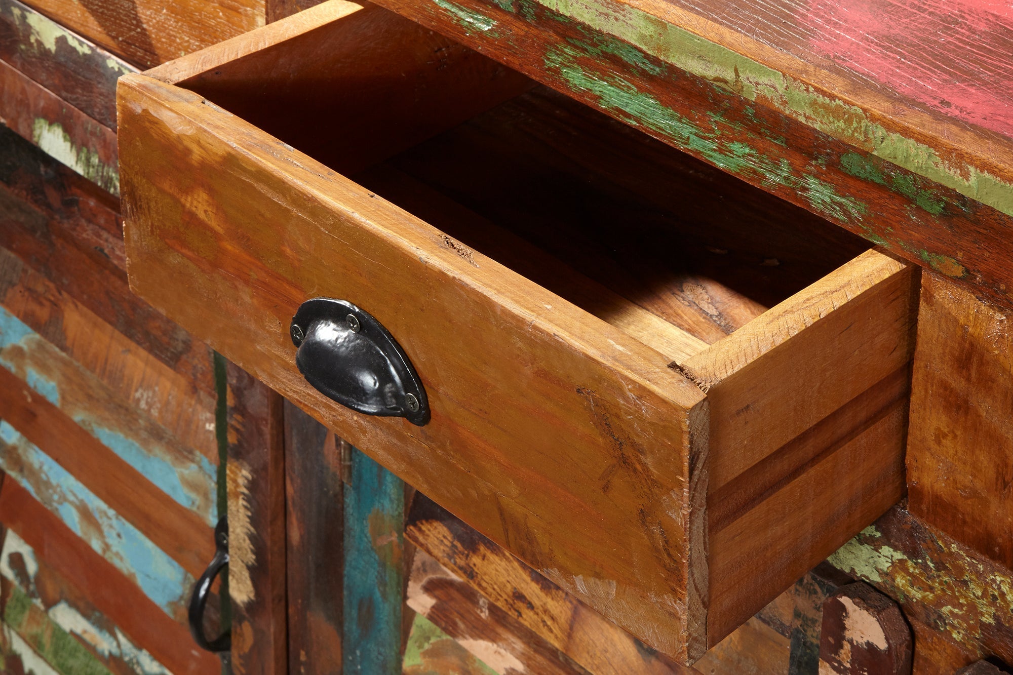 Buffet unique JAKARTA 125cm en bois massif recyclé provenant de bateaux de pêche
