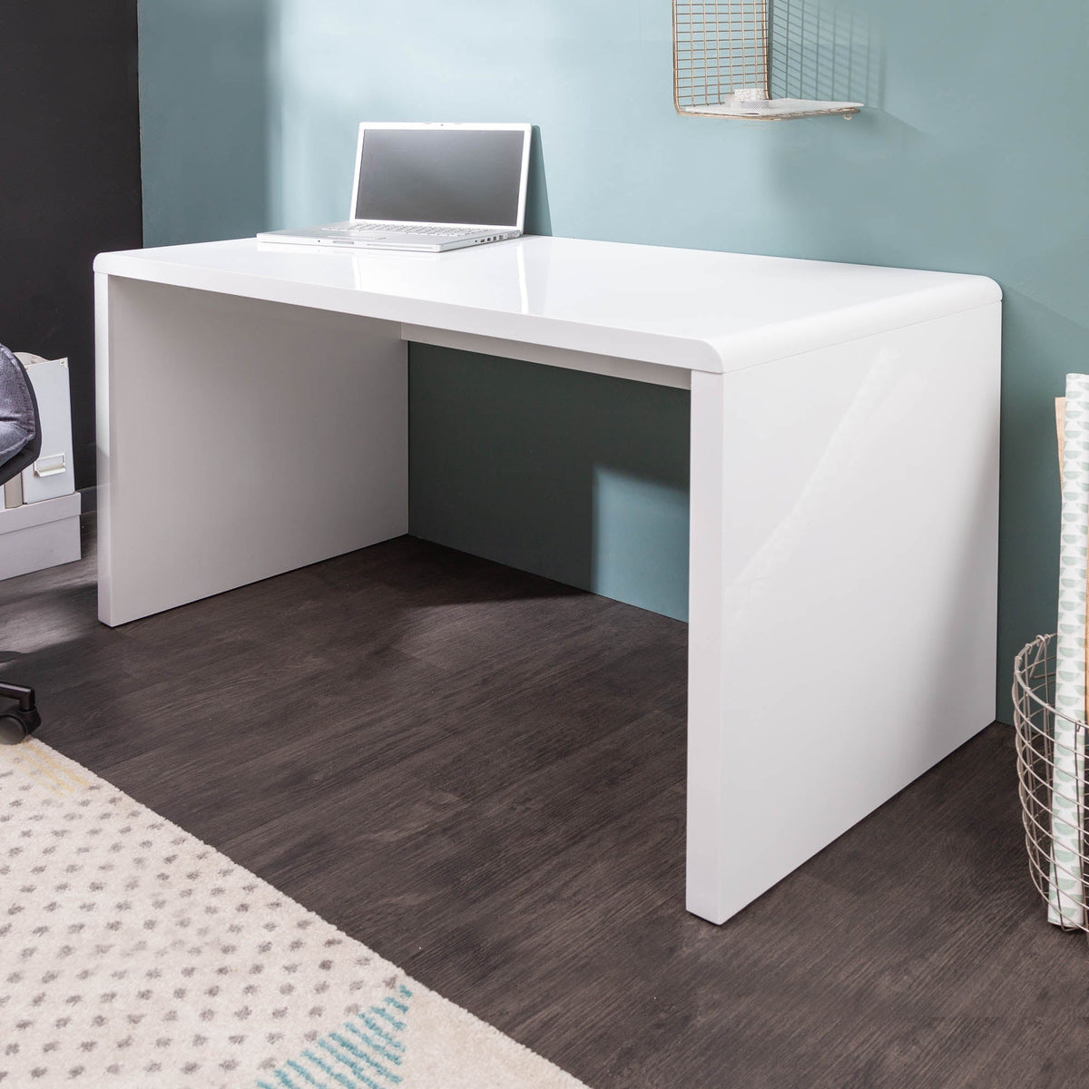 Bureau design FAST TRADE 120cm table de bureau blanc brillant