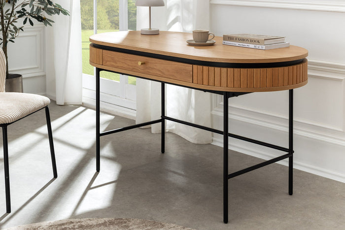 Bureau moderne ATELIER table console 120cm chêne naturel noir avec tiroir