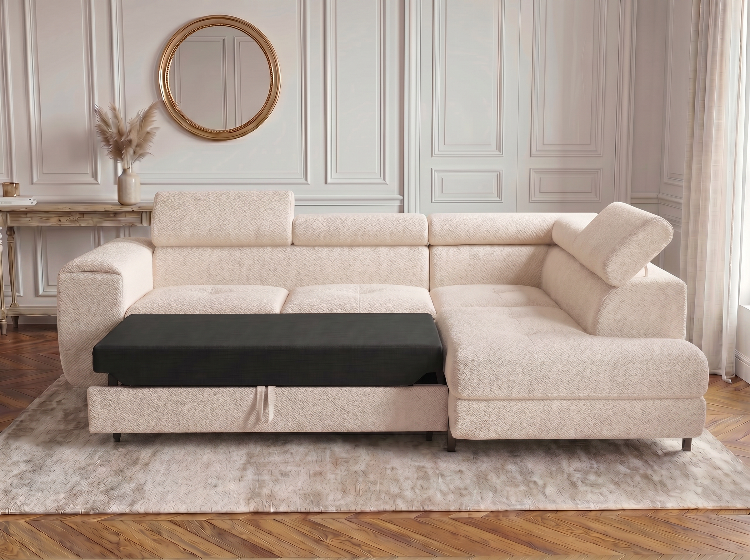 Canapé d'angle convertible Iéna – Boucle beige – photo 2