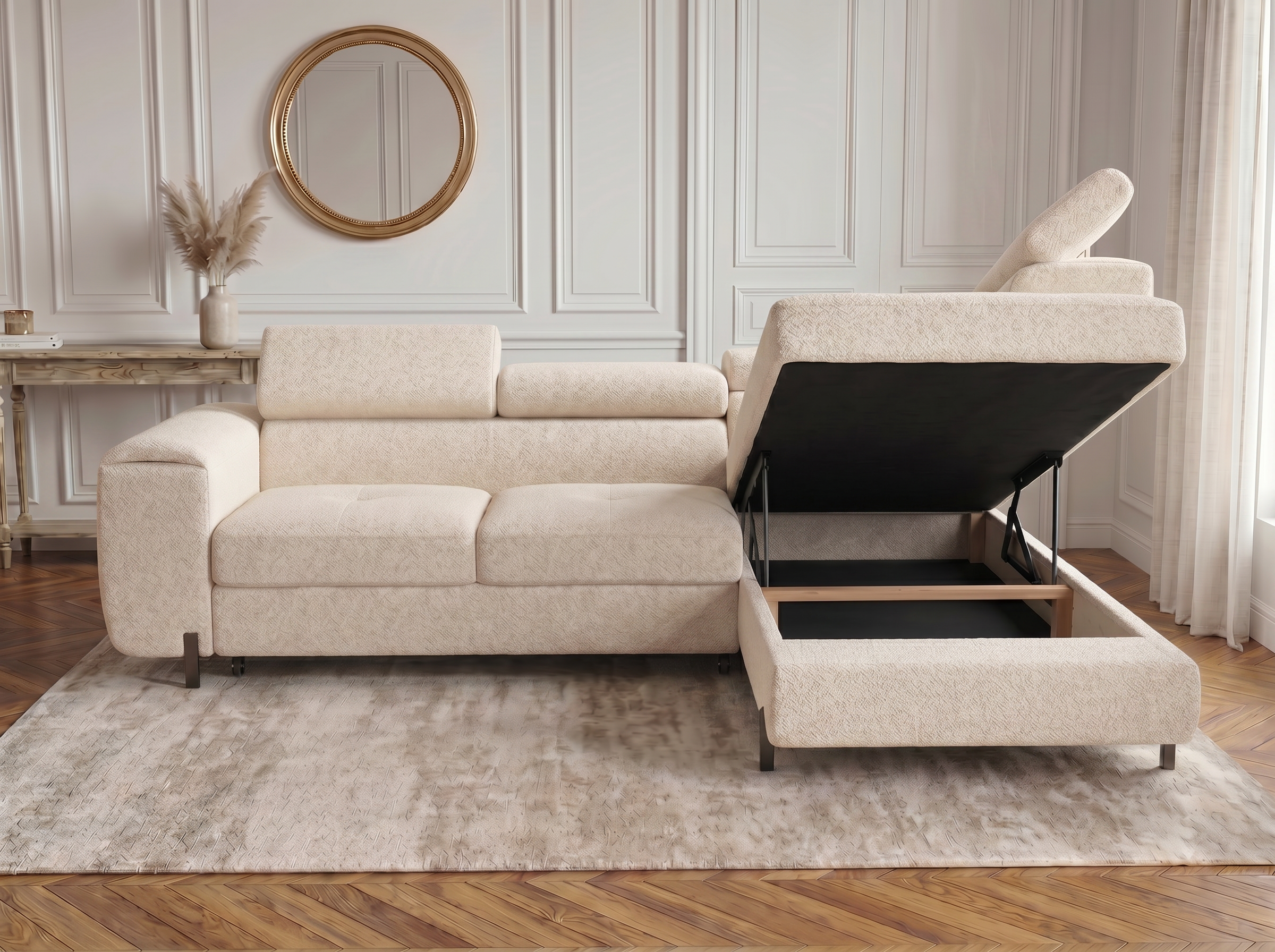 Canapé d'angle convertible Iéna – Boucle beige – photo 7