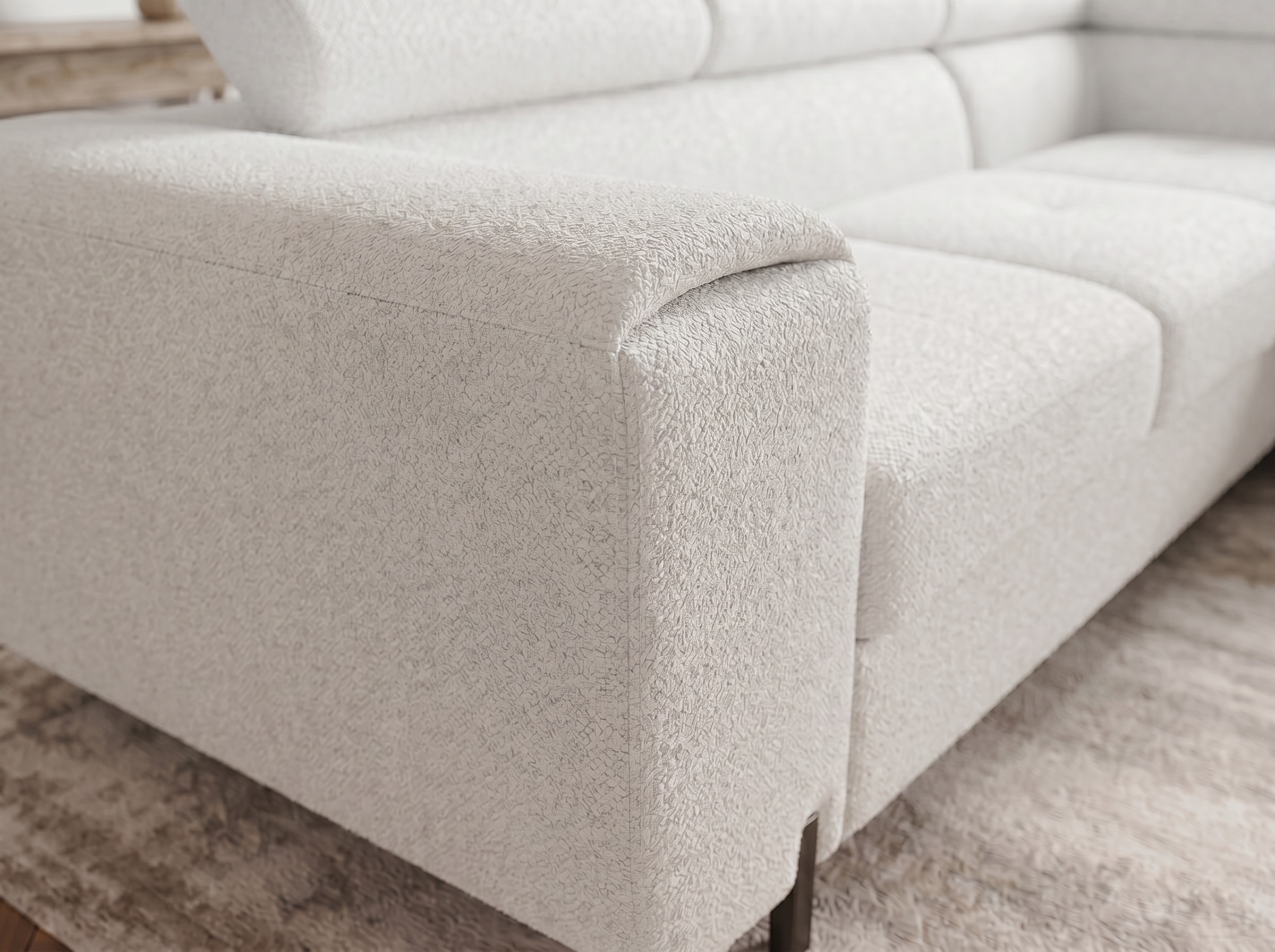 Canapé d'angle convertible Iéna – Boucle blanc – photo 8
