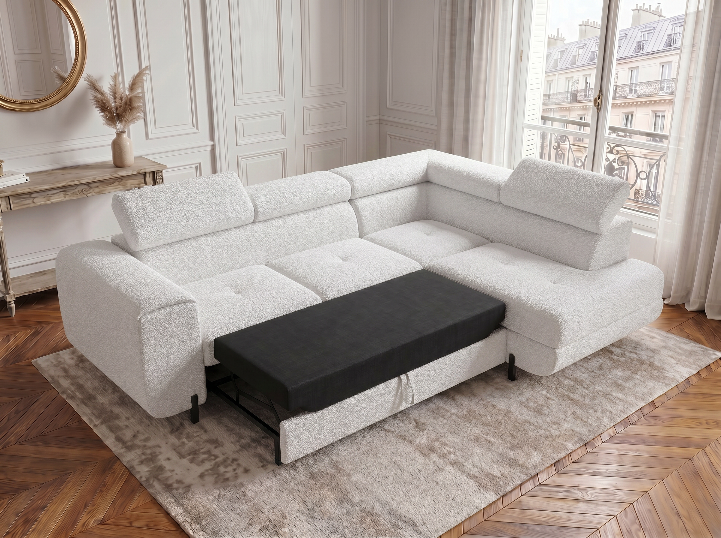 Canapé d'angle convertible Iéna – Boucle blanc – photo 9