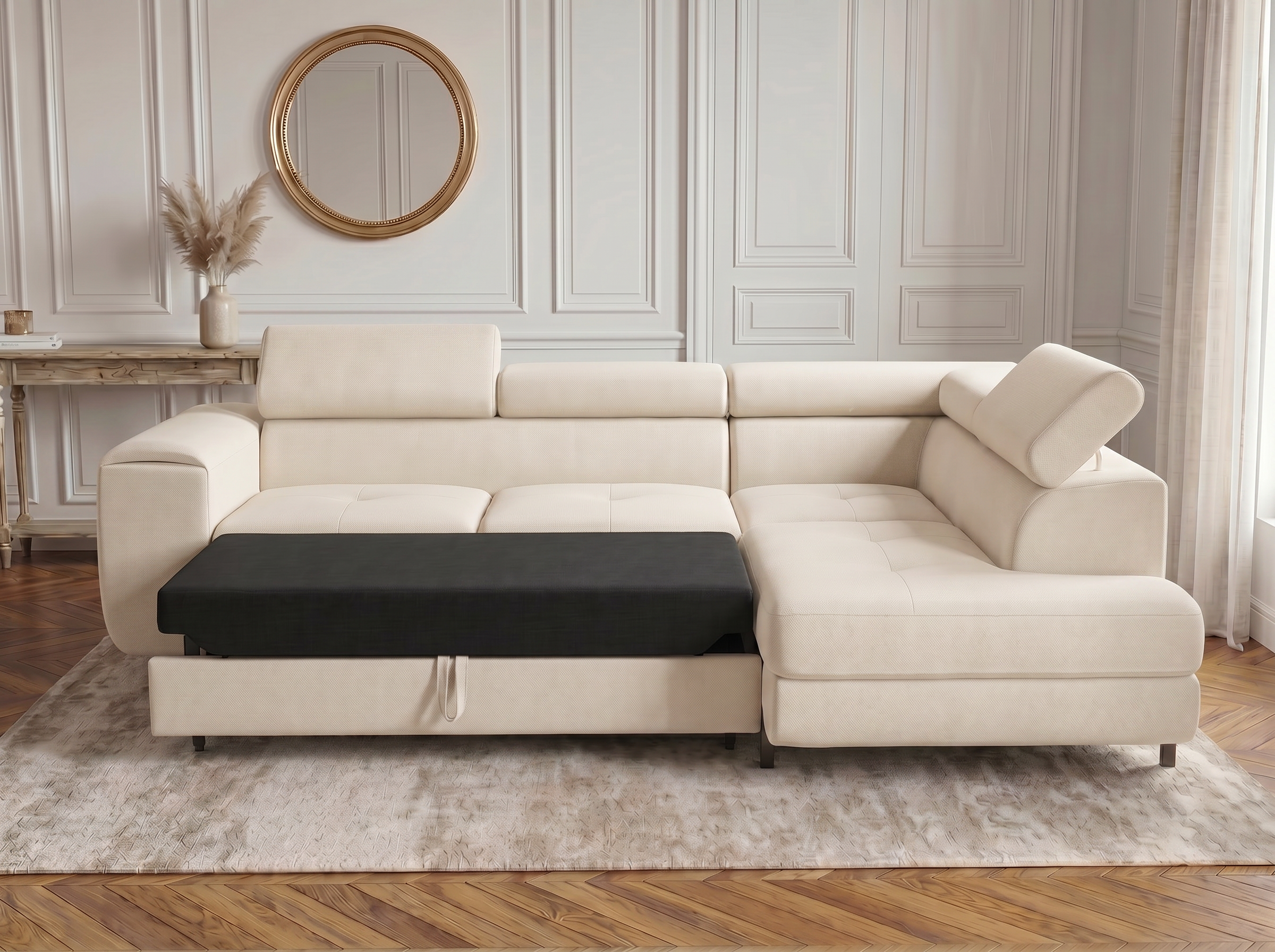 Canapé d'angle convertible Iéna – Velours beige – photo 2