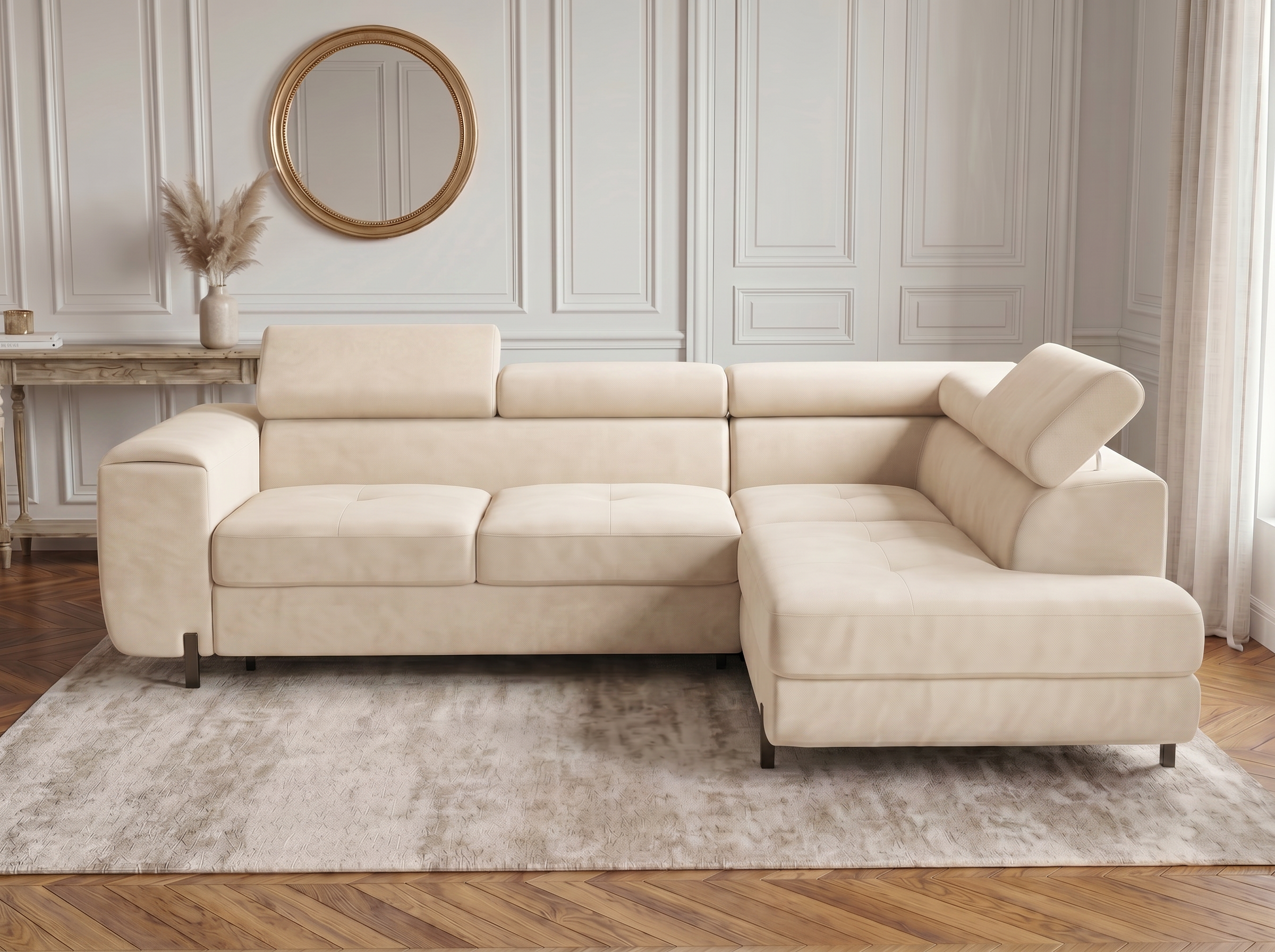 Canapé d'angle convertible Iéna – Velours beige – photo 3