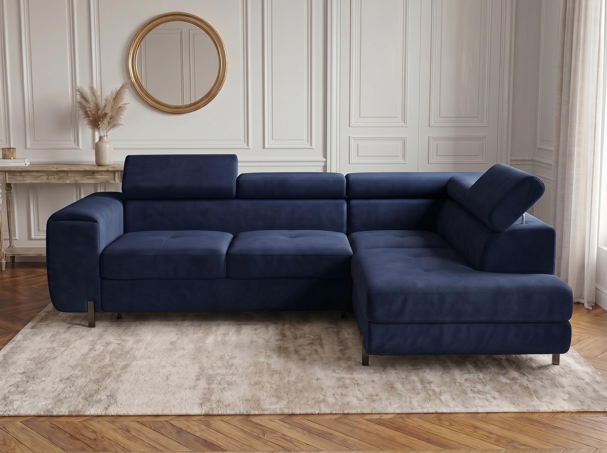 Canapé d'angle convertible Iéna – Velours bleu – photo 3