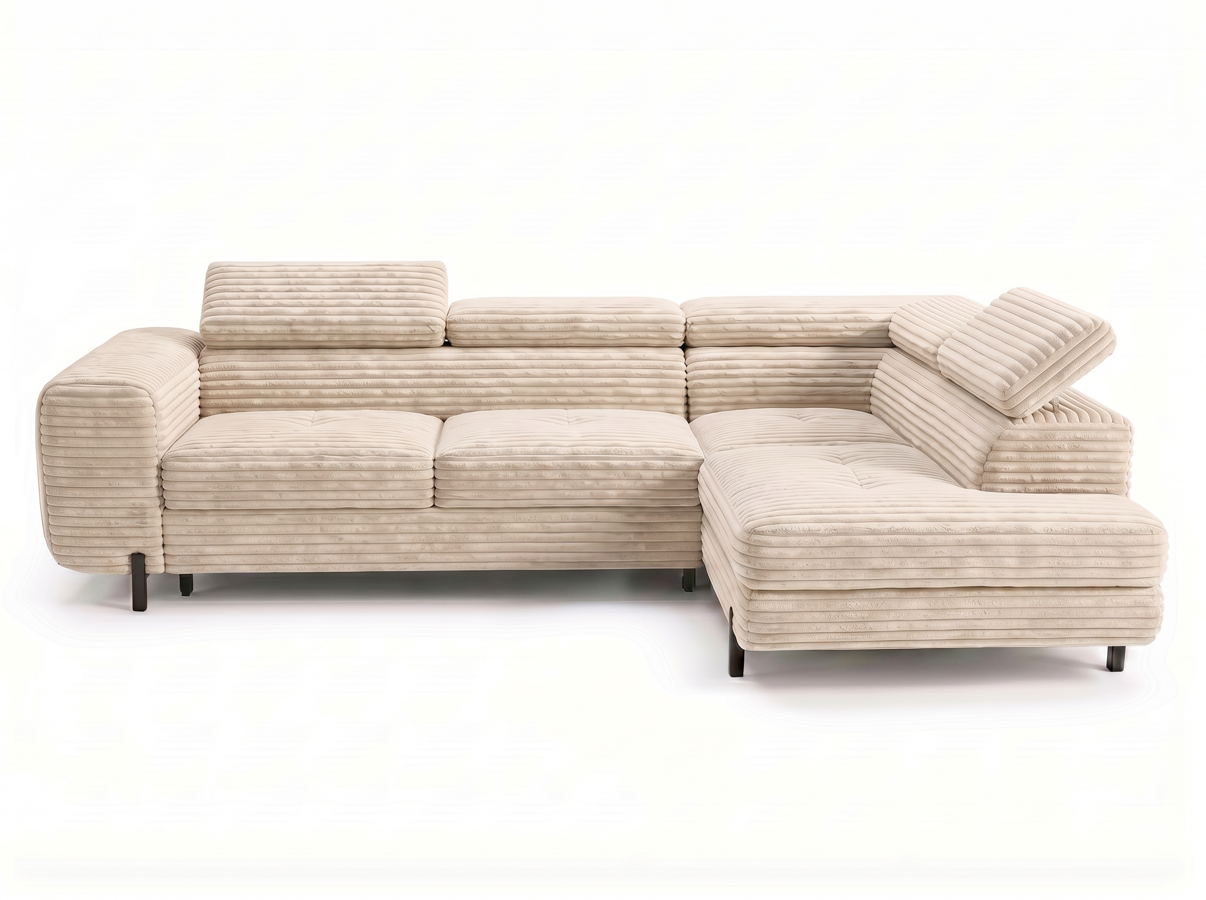 Canapé d'angle convertible Iéna – Velours côtelé épais beige – photo 1