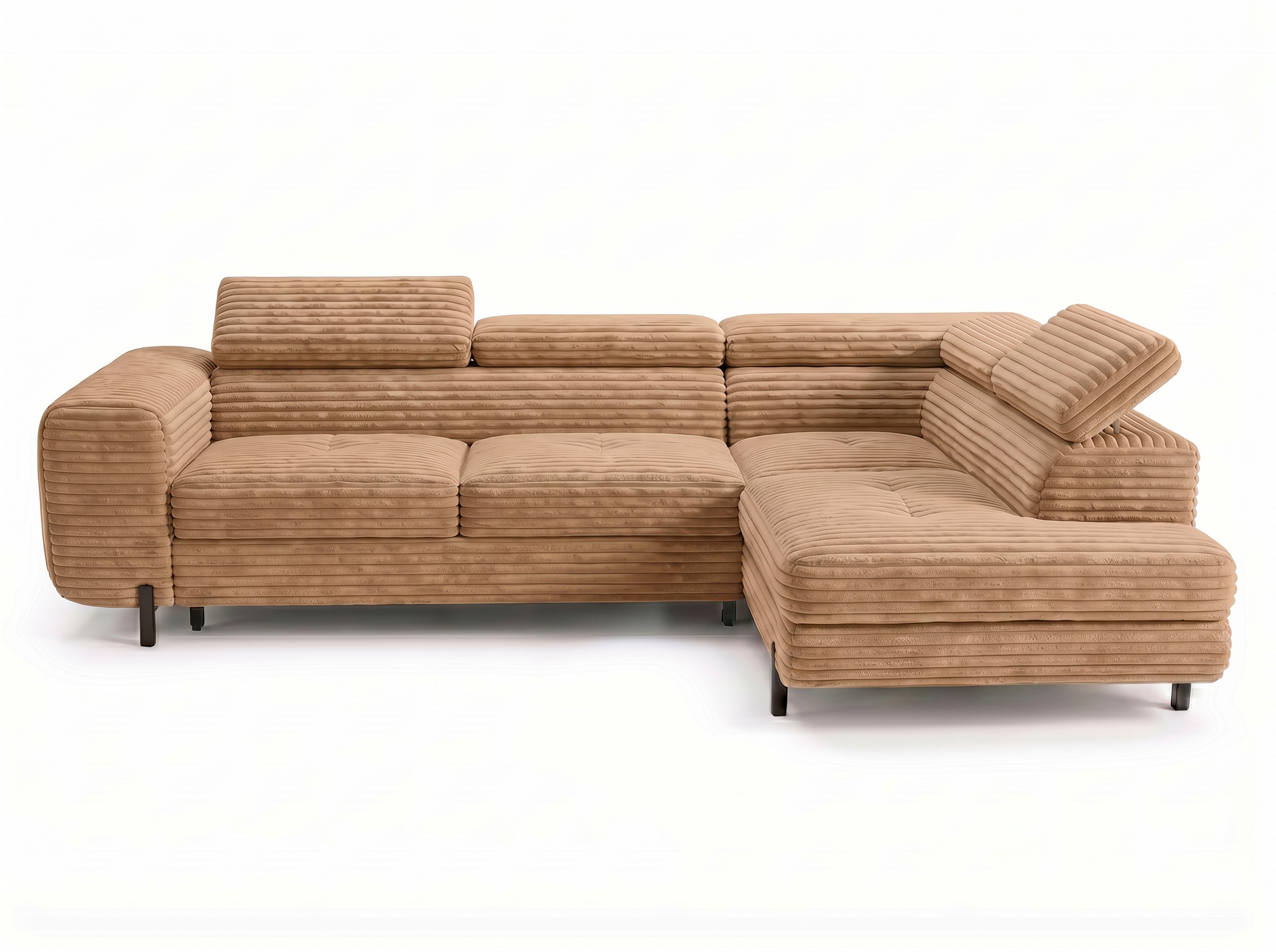 Canapé d'angle convertible Iéna – Velours côtelé épais terracotta – photo 1