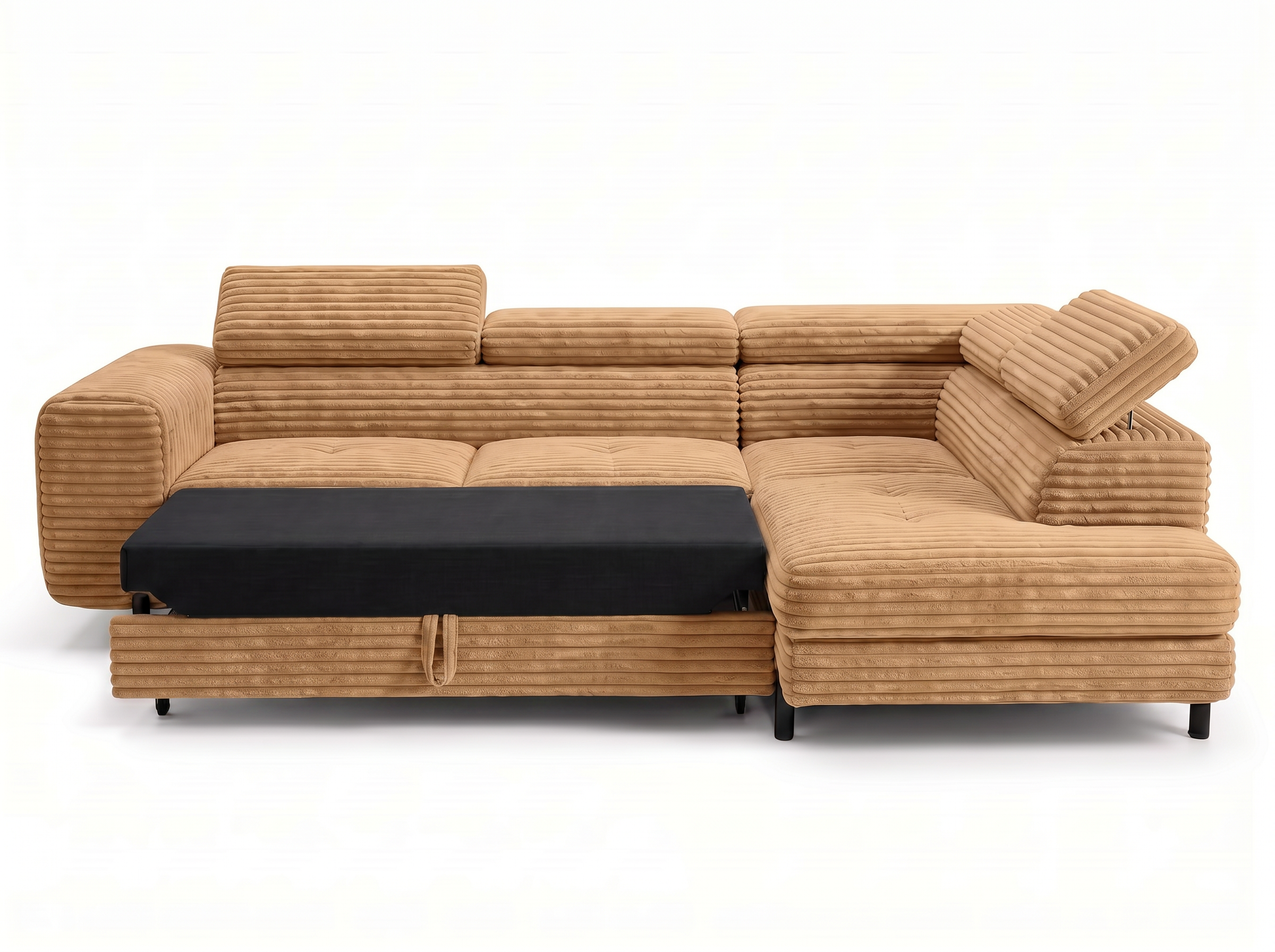 Canapé d'angle convertible Iéna – Velours côtelé épais terracotta – photo 10