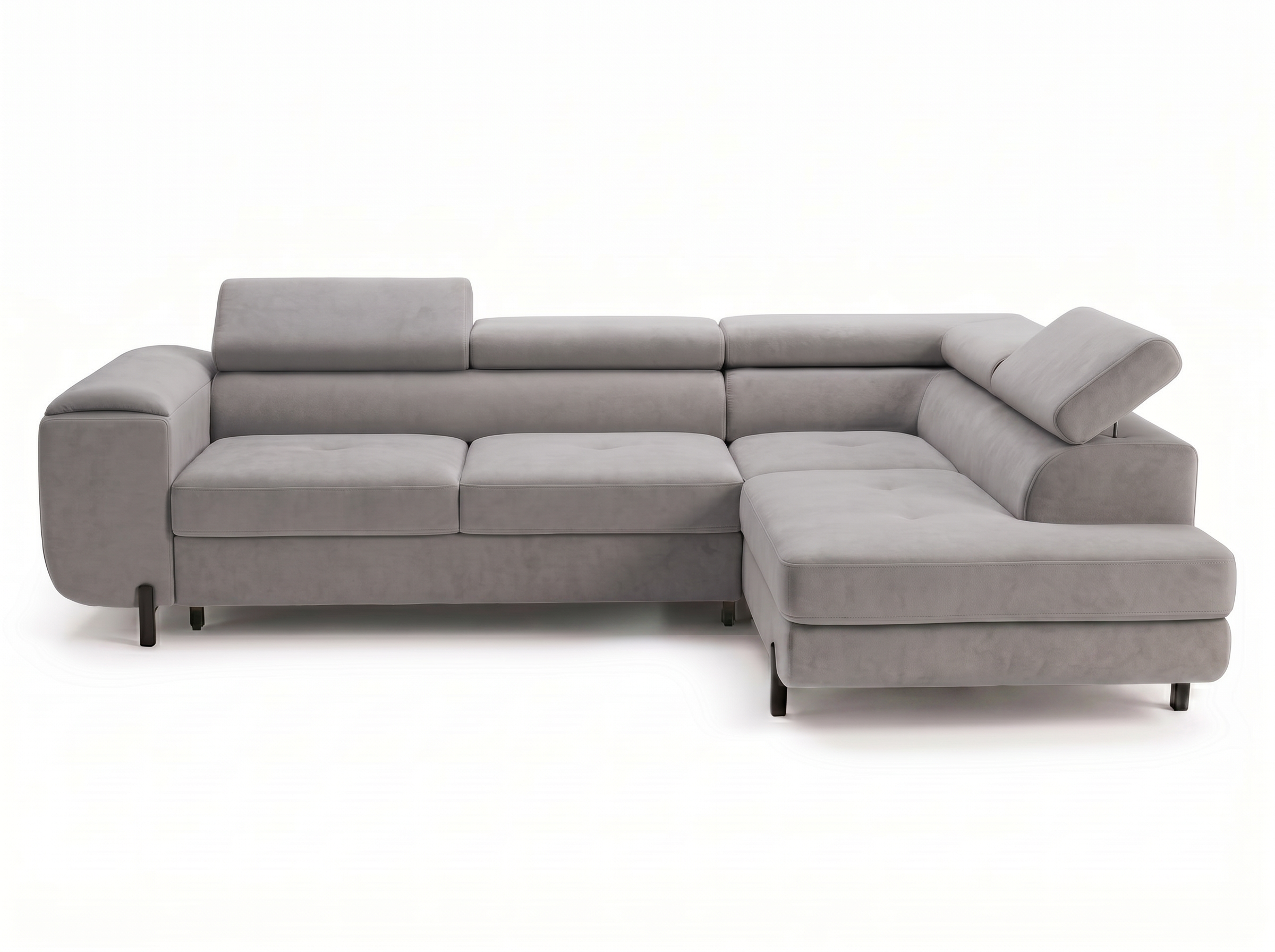 Canapé d'angle convertible Iéna – Velours gris clair – photo 1
