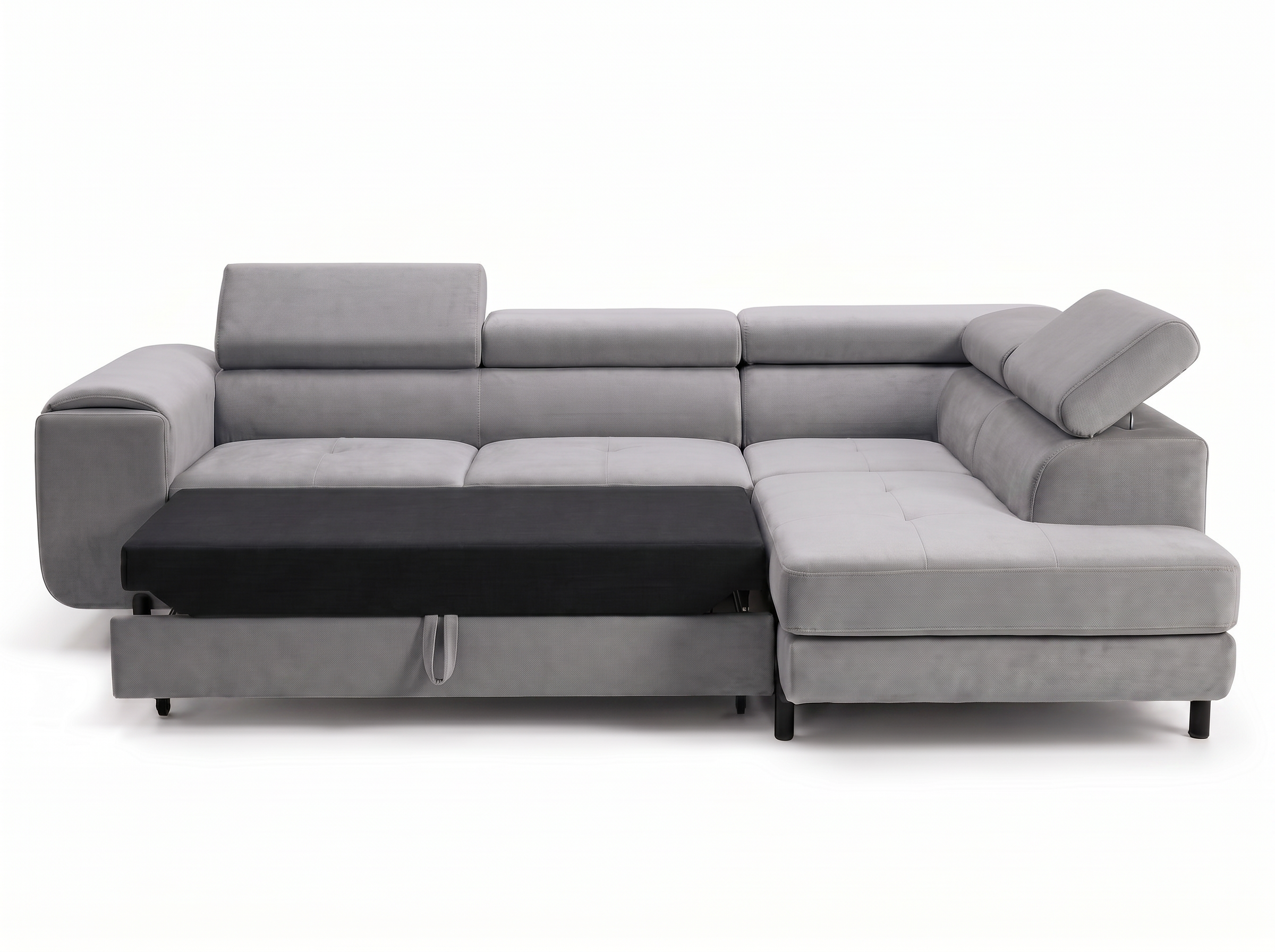 Canapé d'angle convertible Iéna – Velours gris clair – photo 9