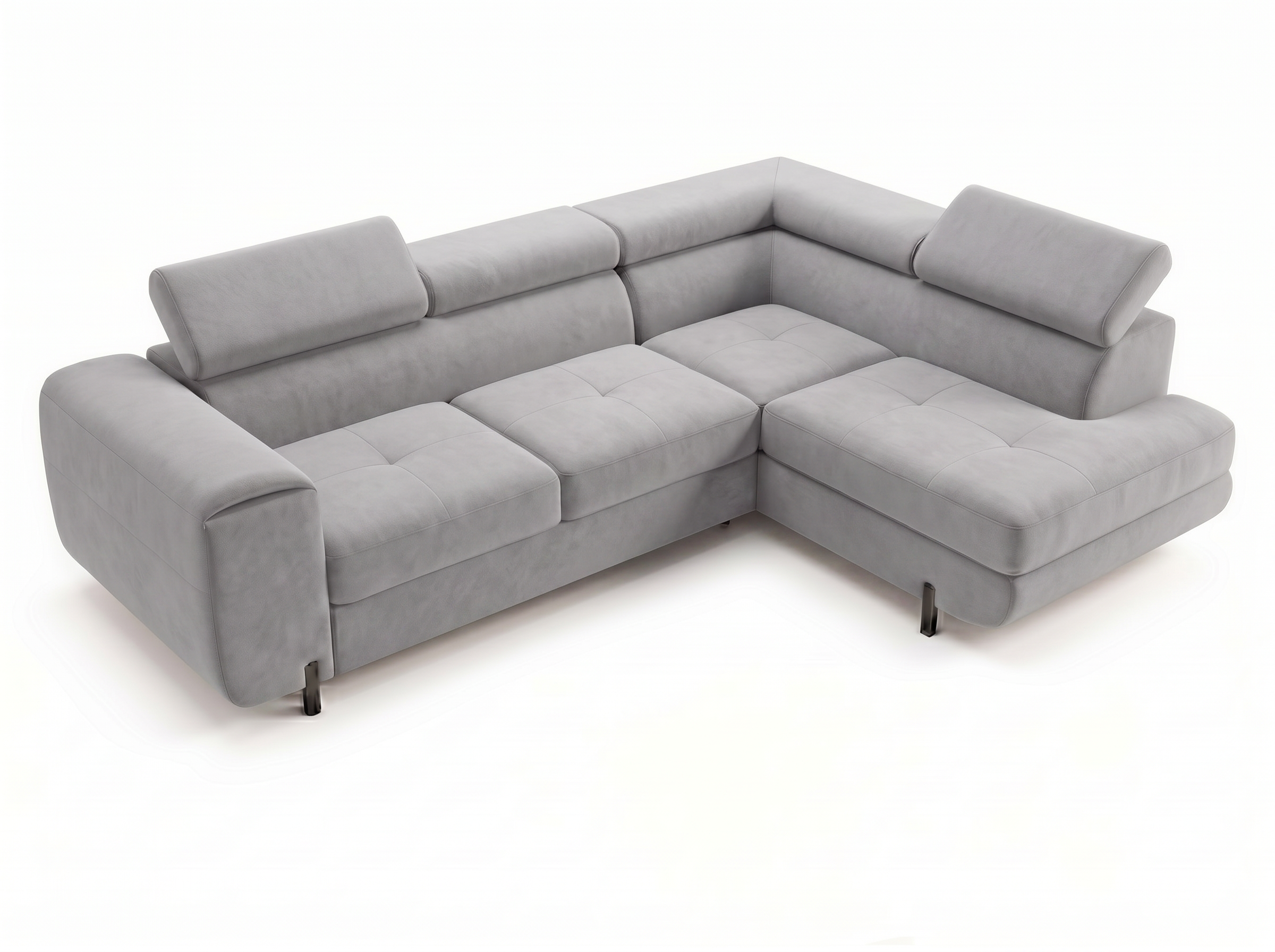 Canapé d'angle convertible Iéna – Velours gris clair – photo 10
