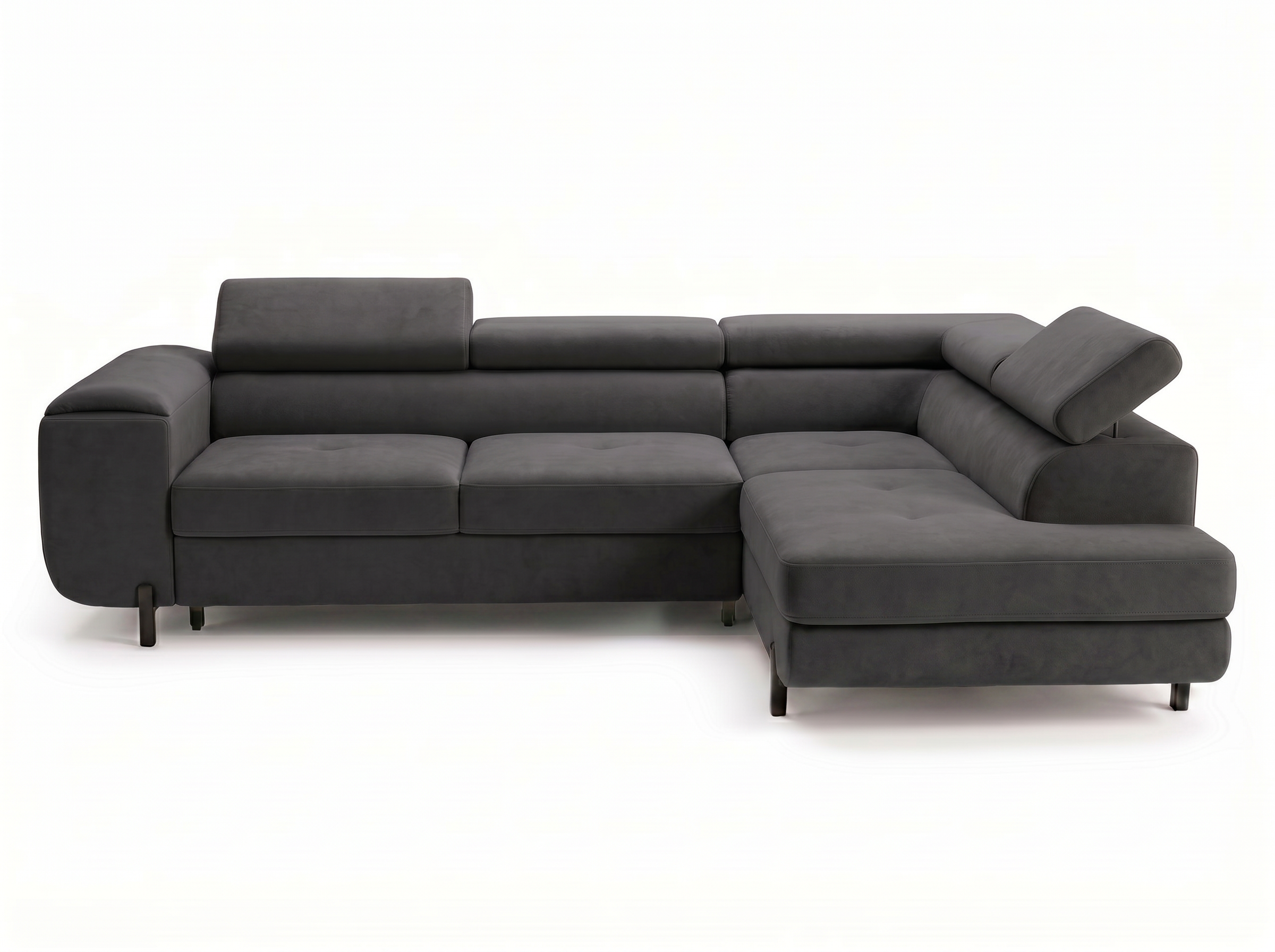 Canapé d'angle convertible Iéna – Velours gris foncé – photo 1