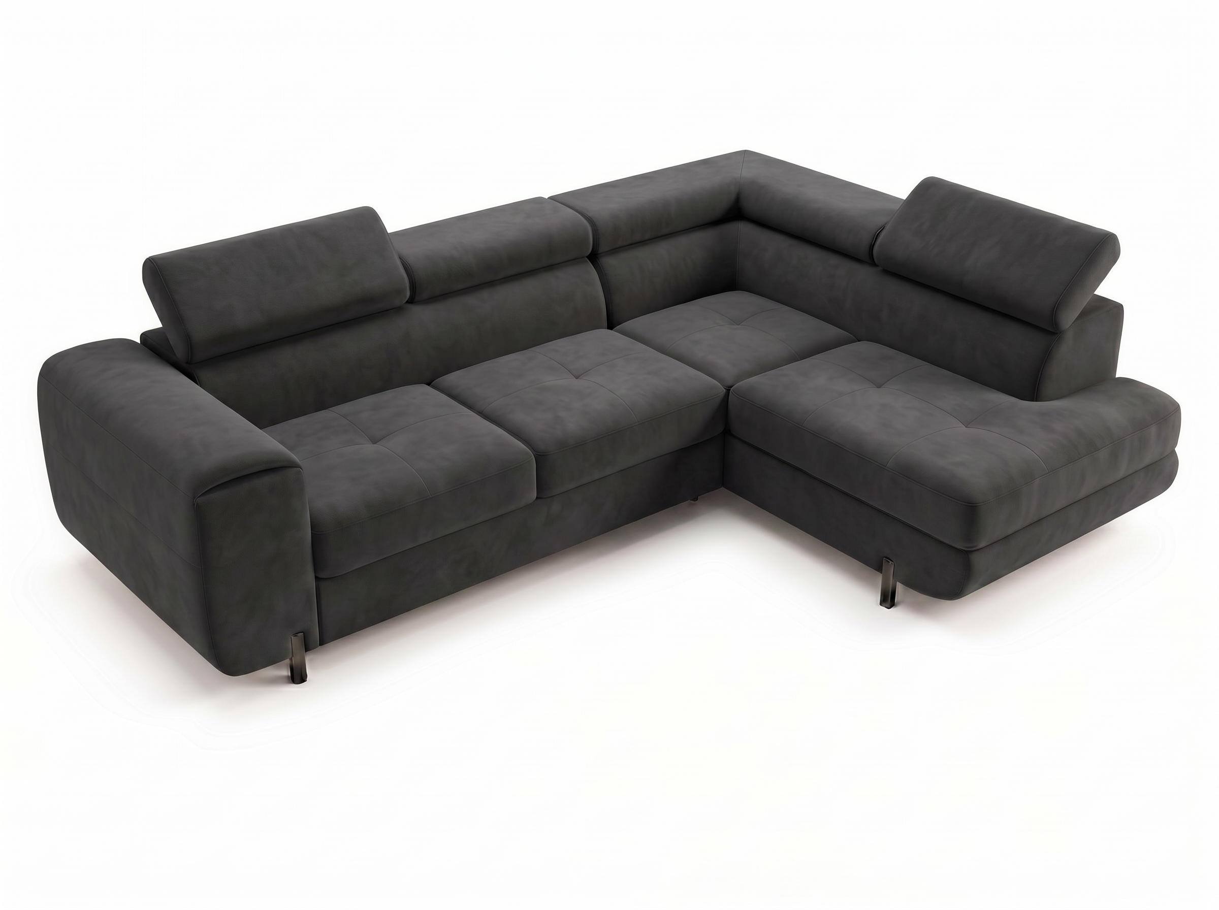 Canapé d'angle convertible Iéna – Velours gris foncé – photo 10